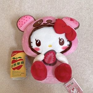 Cherry Blossom Colored Panda Hello Kitty holding strawberry (NWT - From Japan)